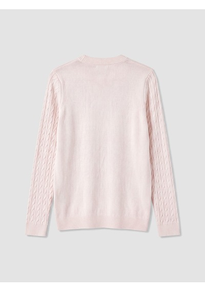 Lcw Modest Pembe Saç Örgüsü Desenli Kadın Triko Kazak
