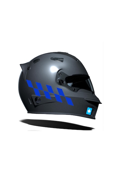 Azur Mavi Damalı Kask Motosiklet Sticker Takımı Çınar Extreme