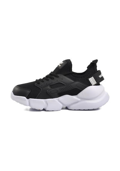 Walkway Hura Siyah-beyaz Fileli Hafif Unisex Spor Ayakkabı 001
