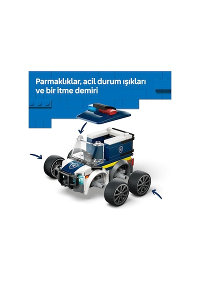 LEGO® City Araçlar – Polis Kamyonu 60481 - 5 Yaş Üzeri Çocuklar için Polis Memuru Minifigürü İçeren Oyuncak Yapım Seti (71 Parça)