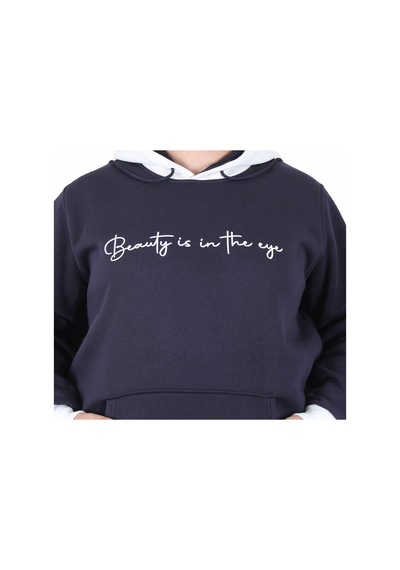 Moc Grande Mocgrande Büyük Beden Kapüşonlu 3ip Sweat Beauty 25714 Lacıvert Lacivert