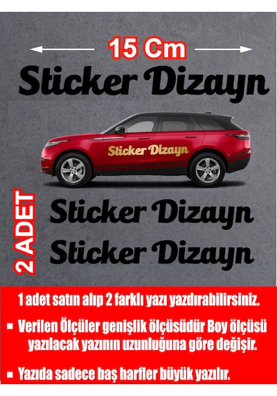 Kişiye Özel Yazı - 2 Adet Isim Soyisim Yazı - Araba - Oto - Araç -motosiklet - Karavan Sticker Etiket 02515 15 Cm