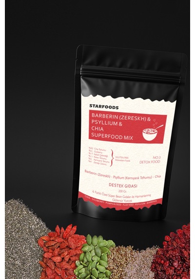 3 Paket No: 3  Food Barberin & Psyllium & Chia Gojiberry Zereşk Karnıyarık Tohumu 200 G