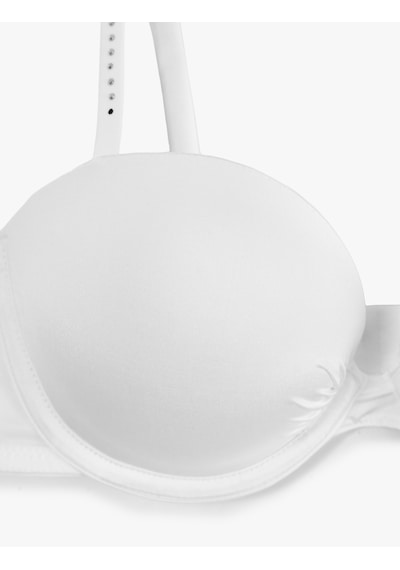 Koton Regular Fit Taş Detaylı Destekli Ekstra Dolgulu Bridal Maximizer Sütyen Beyaz 6slk10025mk