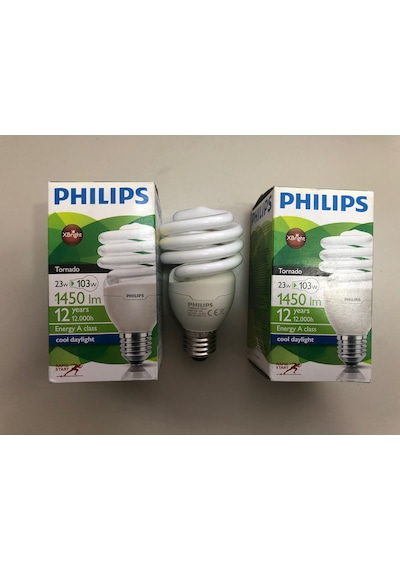 3 Adet Phılıps 23w 103w 1450 Lümen 6500 Kelvin Beyaz Tasarruflu Lamba 12.000 Saat