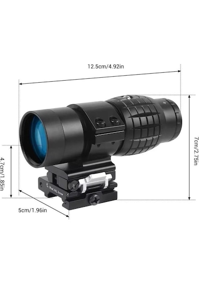 3x Magnifier Reddot Uyumlu Yakınlaştırıcı Dürbün - Katlanır Yaylı Ayaklı Profesyonel Tfek Dürbünü Siyah