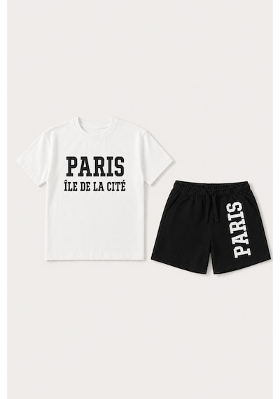 Laciel Prs Laciel Paris Erkek Çocuk Paris Baskılı Beyaz Tişört Siyah Şort Oversize 2'li Takım Laciel Prs Laciel Paris Erkek Çocuk Paris Baskılı Beyaz Tişört Siyah Şort Oversize 2'li Takım