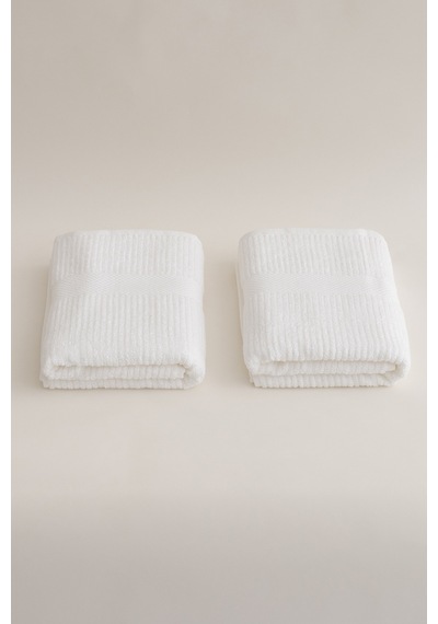 Ivory Beyaz Fitilli Mikro Fiber %100 Pamuk 2li El Yüz Havlusu Set Beyaz