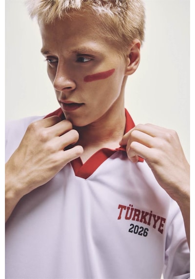 Defacto Türkiye Baskılı Beyaz Erkek Polo Yaka T-shirt I1703ax/wt34
