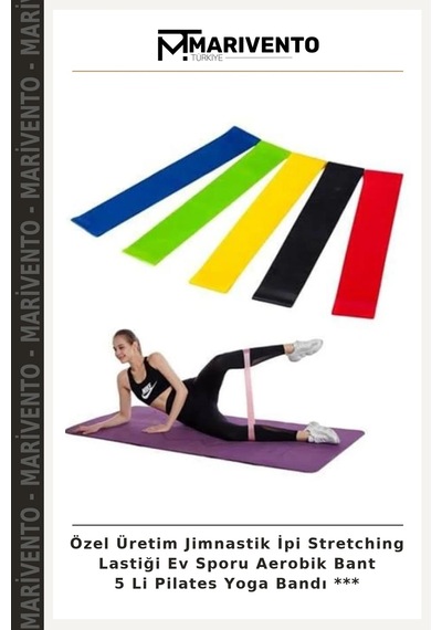 Özel Üretim Jimnastik İpi Stretching Lastiği Ev Sporu Aerobik Bant 5 Li Pilates Yoga Bandı Çok Renkli
