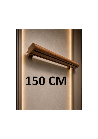 Meşe Dekoratif Ray 2 Kanallı Dekoratif Ahşap Desenli Metal Perde Kornişi Meşedeko150cm - 849479350 Meşedeko150cm