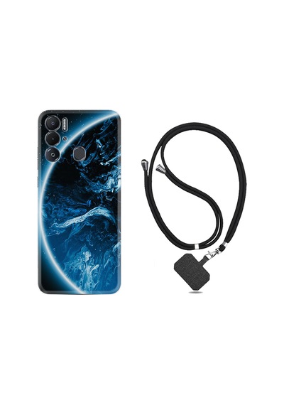 Tecno Pova Neo Kılıf İpli Boyun Askılı Desenli Silikon Blue Planet 1610