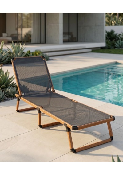 Missidea Alüminyum Katlanır Ve Taşınır Şezlong Teak+antrasit