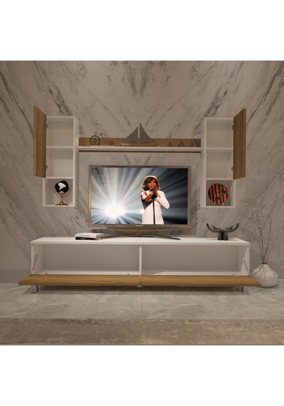 Decoraktiv Eko 5da Mdf Std Krom Ayaklı Tv Ünitesi Tv Sehpası - Beyaz Pera Beyaz - Meşe Decoraktiv Eko 5da Mdf Std Krom Ayaklı Tv Ünitesi Tv Sehpası - Beyaz Pera Beyaz - Meşe