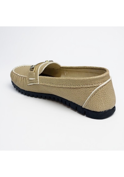 Dosa Shoes Kadın Babet Taba Zincir Tokalı Hafif Rahat Taban Şık Günlük Ayakkabı Vizon