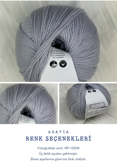 Lana Gatto Vıp Örgü İpi 3'lü Set 3 X 50 Gr %80 Extrafine Merinos %20 Kaşmir Vıp-12504