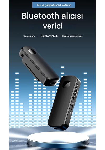 Bluetooth 5.4 Adaptör 2in1 Alıcı Verici, Araç Hoparlör Bluetooth Kiti, Aux Wireless
