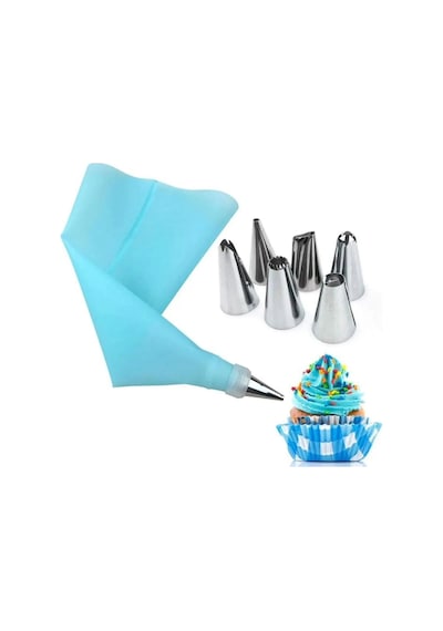 3b Trend Krema Sıkma Torbası 6 Çelik Uç + Silikon Torba Krema Pompası + Silikon Fırça