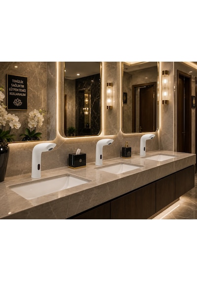 Perla Tek Su Fotoselli Beyaz Lavabo Bataryası Acar 01.02.208b Altın