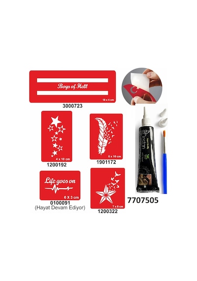 Hint Kınası Ve Şablonla Geçici Dövme Yapma Seti Set 39
