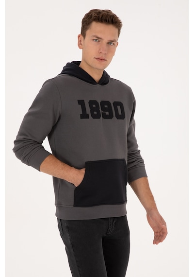 U.S. Polo Assn. Erkek Regular Fit Kapüşonlu Şardonlu Gri Sweatshirt 50316359-VR024