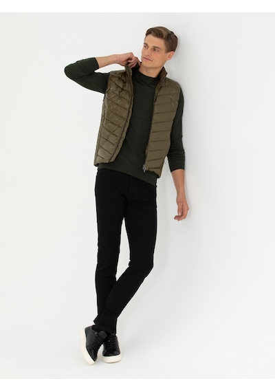 Cacharel Haki Slim Fit İnce Kapitone Mont Yelek Yesıl