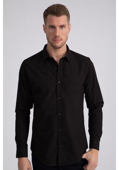 Tudors Slim Fit Dar Kesim Tery Cotton Erkek Gömlek-23404 Siyah Tudors Slim Fit Dar Kesim Tery Cotton Erkek Gömlek-23404 Siyah
