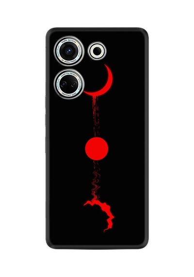 Tecno Camon 20 Kılıf Silikon Desen Özel Seri Red Moon 1710