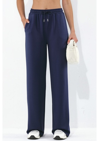 Hiccup Modal Touch Basic Sweatshirt & Geniş Paça Pantolon İkili Takım Lacivert