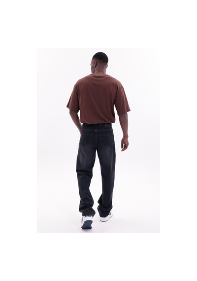 Freemen Erkek Baggy Bol Kesim Kot Pantolon Koyu Siyah