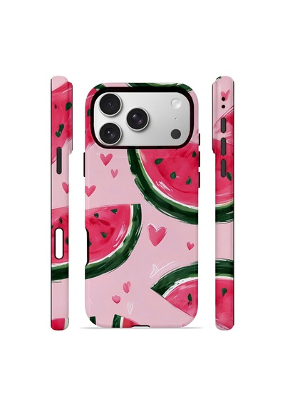 Apple iPhone Uyumlu 17 Pro Max Vorian Çift Katmanlı Magsafe Kılıf Watermelon Hearts