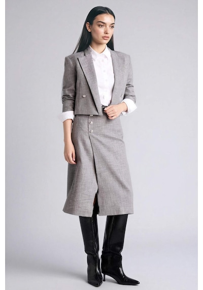 Defacto Boxy Fıt Ceket Yaka Blazer Ceket G8903ax26spgr394 Gri-gr394