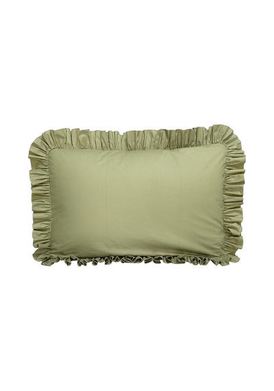 Fırfırlı Yastık Kılıfı Tek Kişilik 50x70 Cm 1 Adet %100 Doğal Pamuk 18 Farklı Renk Seçeneği Su Yeşili
