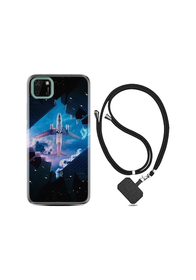 Huawei Y5P Kılıf Boyun Askılı Plane Sky 1623