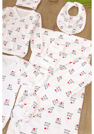 Sitilin Kız Erkek Bebek 7'li Hastane Çıkışı Seti I Love Mom Dad Kalp Desenli Yenidoğan Battaniyeli Zıbın Takımı Stl7299 Beyaz Sitilin Kız Erkek Bebek 7'li Hastane Çıkışı Seti I Love Mom Dad Kalp Desenli Yenidoğan Battaniyeli Zıbın Takımı Stl7299 Beyaz