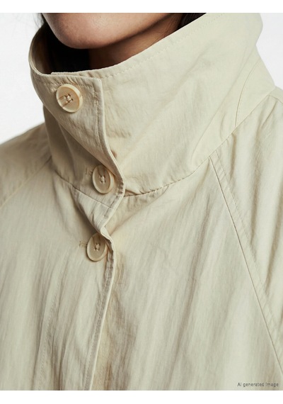 Lcw Vision Bej Dik Yaka Oversize Kadın Mont