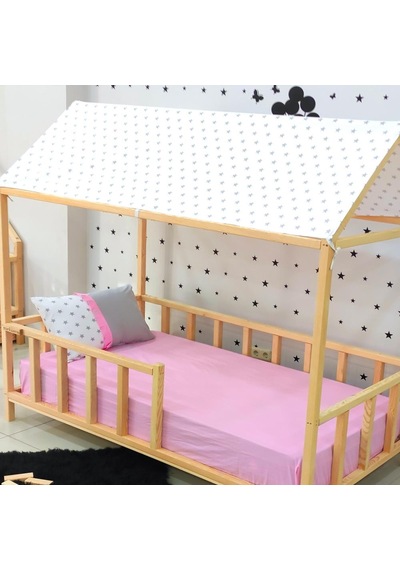 Markaawm Montessori Yatak Çatılı Karyola Doğal Çam Kapadokya