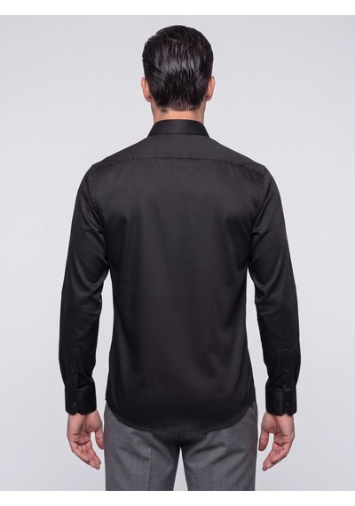 White Stone Siyah Non-ıron Pamuklu Dynamic Fit Erkek Uzun Kollu Gömlek