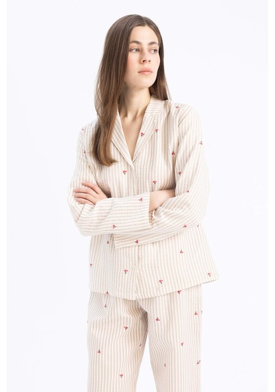 DeFacto Pijama Yaka Müslin Pijama Üstü-Fall in Love E3111AX25SPER118