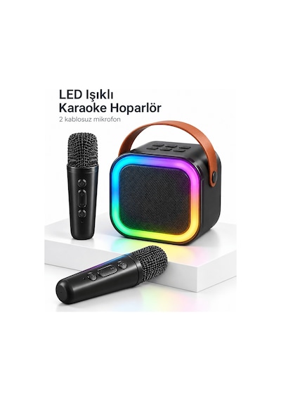 Led Işıklı Bluetooth Karaoke Hoparlör Seti Standart