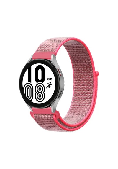 Newface Samsung Galaxy Watch 4 Hasırlı Cırtcırtlı Kordon - Pembe