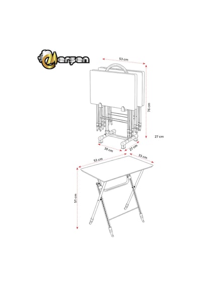 Eranş Serisi 4'lü Katlanır Mdf Mebran Ahşap Çanta Zigon Sehpa Gold Ayak Ceviz Gold Ayak