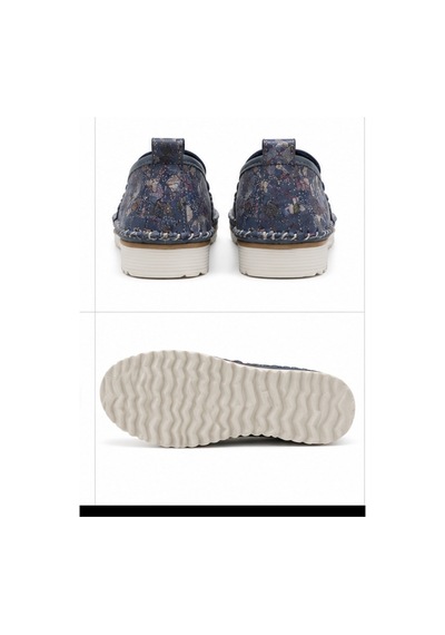 N Napa Shoe Np.108.fç.mavi Sneaker Napa Shoe Kadın Hakiki Deri Günlük Comfort Ayakkabı Mavi Çiçek Desenli