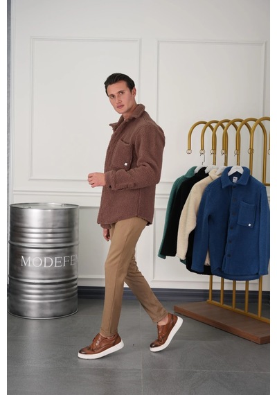 Modefendi Oversize Peluş Mont Kahverengi