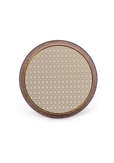 Rosy Desenli Yuvarlak Metal Tepsi, 37 Cm