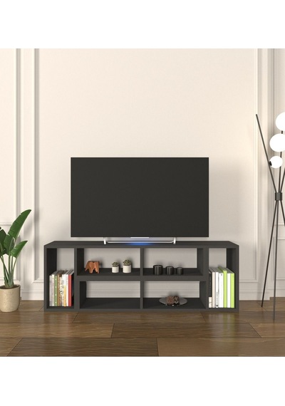 Çok Şekilli Fonksiyonel Tv Sehpası, Dekoratif Sehpa-kitaplık, Blok Tv Ünitesi, Antrasit