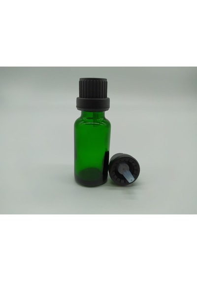 20Ml Cam Yeşil Şişe İçten Damlalıklı Kapak (10 Adet)