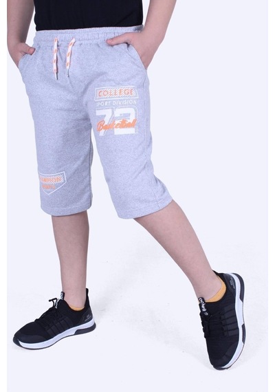 Fyk Kids Champıon Spırıts Yazı Baskılı Geniş Paça Detaylı Erkek Çocuk Kapri Gri