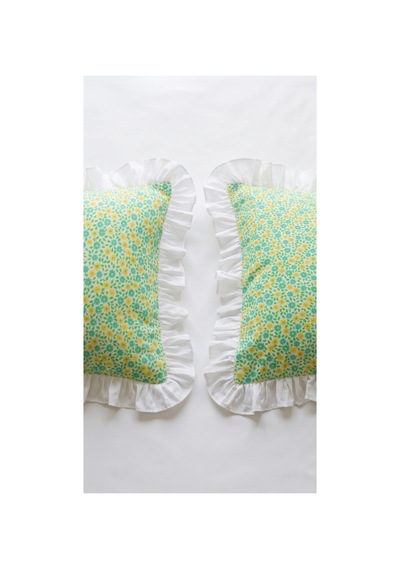 %100 Pamuklu Çiçek Desenli Fırfırlı Yastık Kılıfı 2 Adet 50x70 Cm Beyaz - 863744406 Beyaz