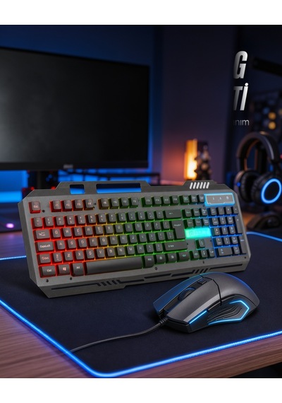 Işıklı Mekanik Gaming Klavye Ve Fare Seti Pg8018